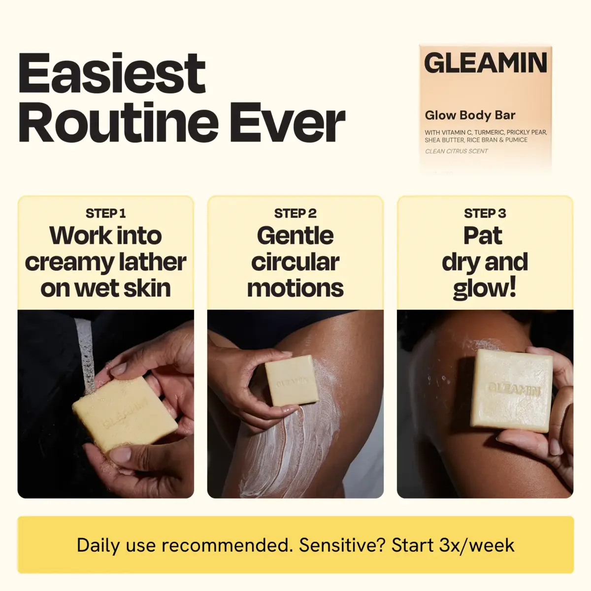 Brightening Body Bar Soap for Dark Marks, Uneven Skin Tone & Smooth Skin